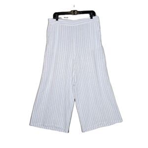 Martha Stewart Striped 100% Linen Wide Leg Pants Womens XL Pull On Beachy Resort